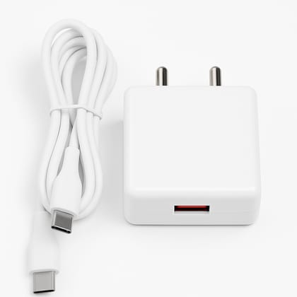 GKON Dura Charge 3.1A Type-C Fast Travel Charger with USB Cable (White)