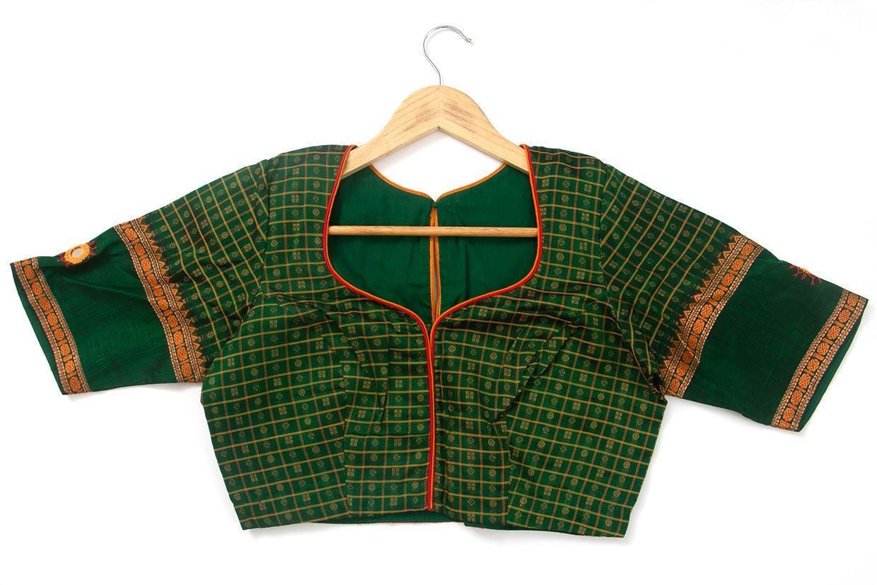 Green Silkcotton Readymade Blouse PV BL 152-40
