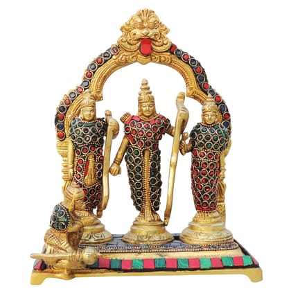 Brass Ram Darbar Idol | Handcrafted Ram Parivar Puja Murti, Height : 9 Inch (BSMAS837 B)