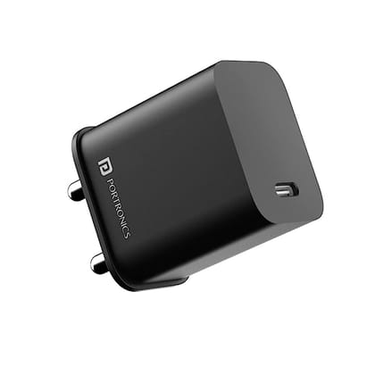 Portronics Adapto 20C Type C 20w Adapter for iPhone (Black)