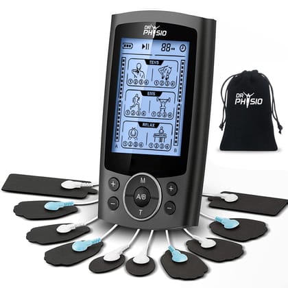 Dr Physio USA TENStar Massager Machine with TENS, PMS, Relax Modes for Muscle Pain Relief Rechargeable, Dual Channel Pulse Impulse Nerve Stimulator Body Massage Device 1040 For Physiotherapy