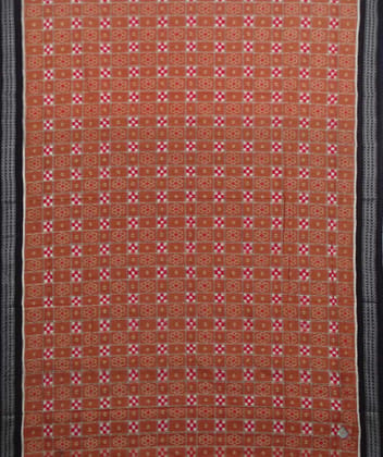 Brown and black handwoven sambalpuri cotton saree