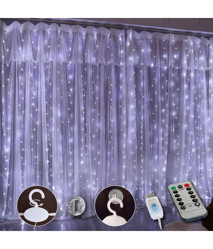 MIRADH - White 3Mtr Curtain String Light ( Pack of 1 )