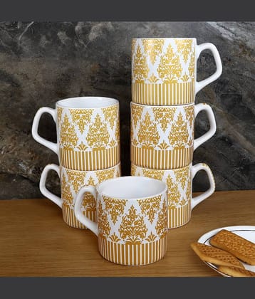 Hala Moondust Printed Ceramic Tea Cup 150 ml ( Pack of 6 )