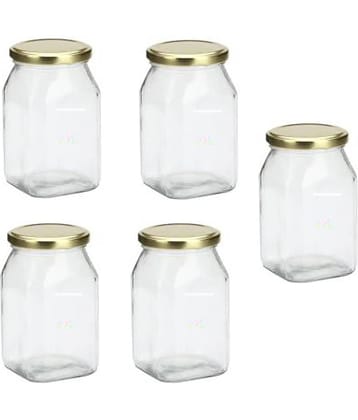 Somil Glass Container Glass Transparent Utility Container ( Set of 5 )