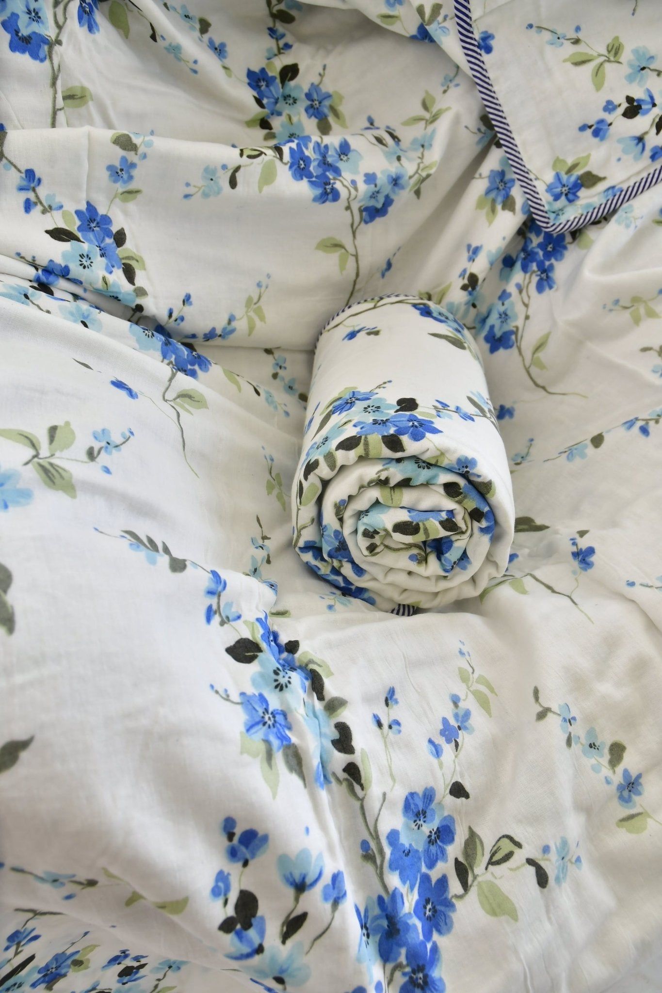 Blue Cherry blossom Print Dohar : Soft & comfortable Single (Pair)