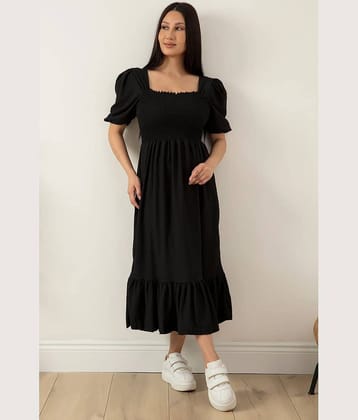 Sheetal associates Women Crepe Solid Fit & Flare Dress ( Black )