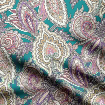Doodle Paisley Satin Fabric