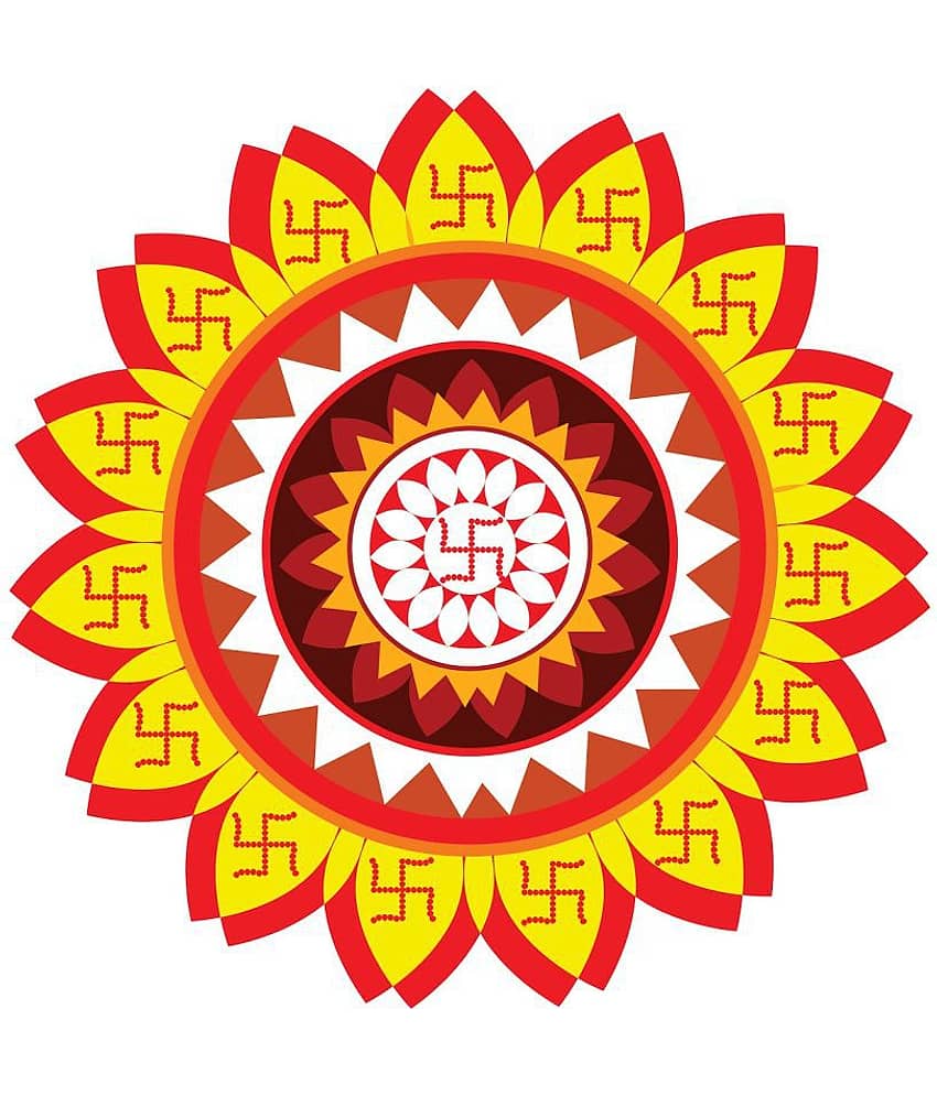 Decor Villa Rangoli Floor Sticker Festive Sticker ( 40 x 40 cms )