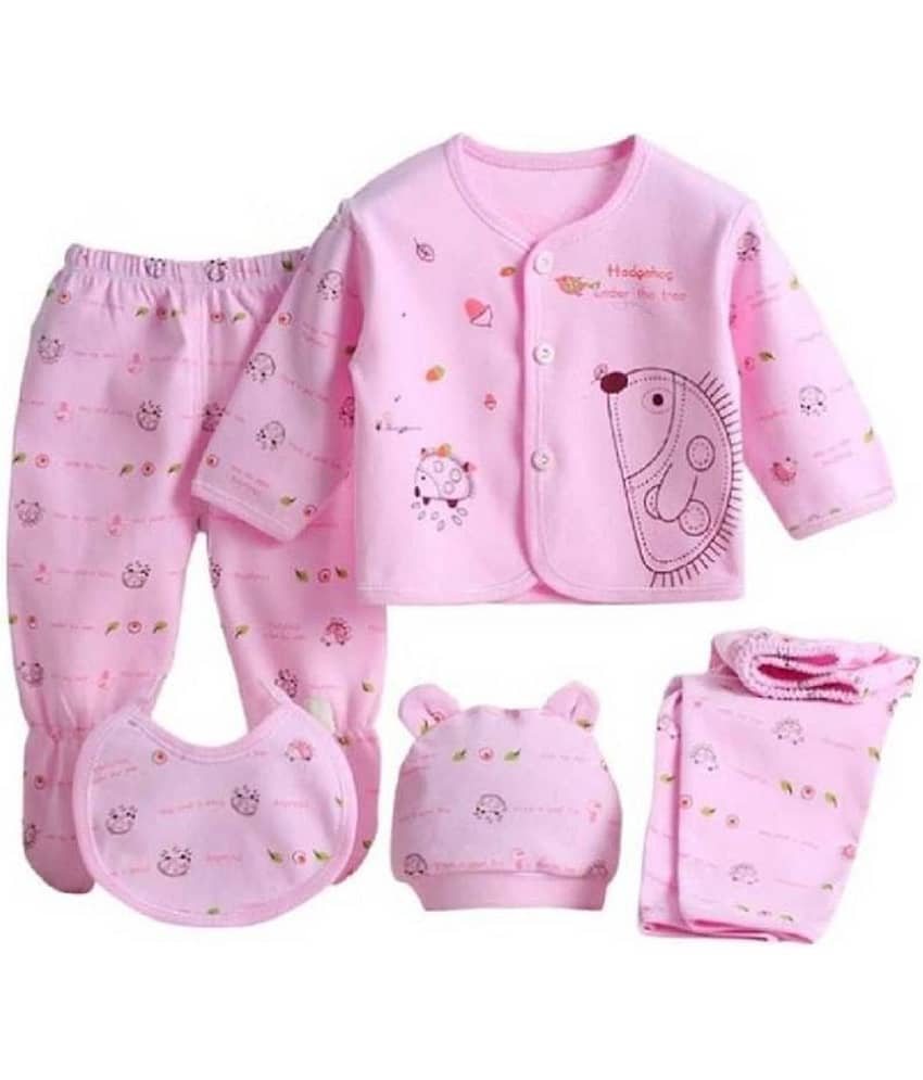 aurapuro Pack of 5 Baby Girls 100% Cotton Pyjama ( Pink )