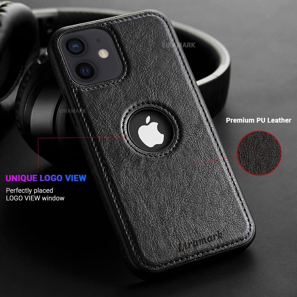 LIRAMARK PU Leather Flexible Back Cover Case Designed for iPhone 12 Mini