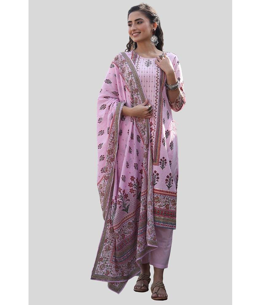 Juniper - purple Straight Cotton Blend Women's Stitched Salwar Suit ( Pack of 1 )