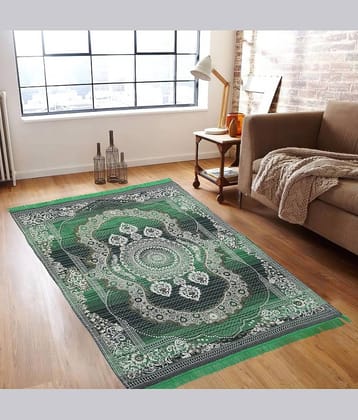 Valtellina Green Velvet Carpet Floral 4x7 Ft