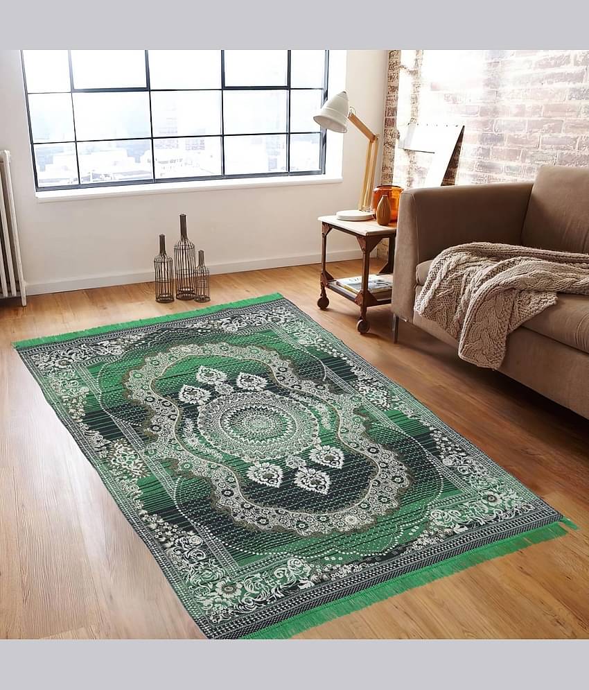 Valtellina Green Velvet Carpet Floral 4x7 Ft