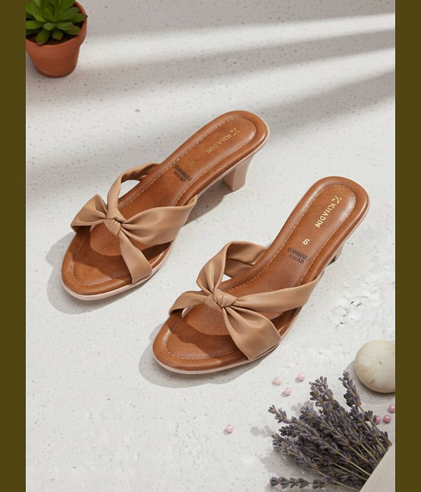 KHADIM Beige Women's Slip On Heels