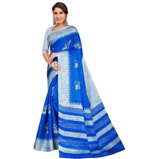 SVB Sarees Womens Blue Colour Printed Saree