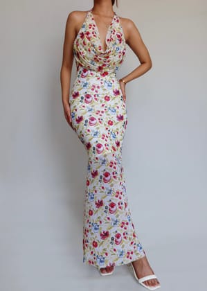 Blossom Cowl Neck Long Dress-XS