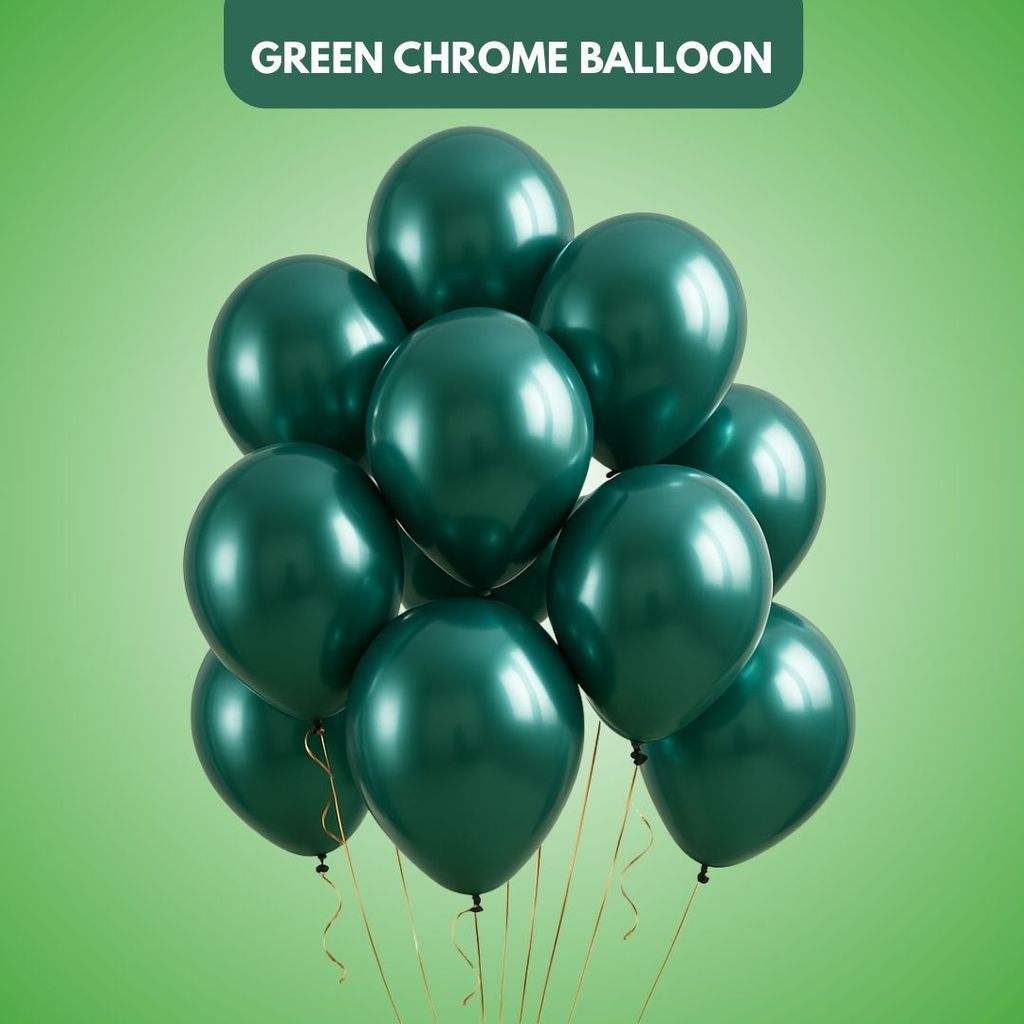 Green Chrome Balloon - 9 inches - 50PC - Party and Festive Needs | Buy online on ZillyBuy