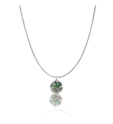 Women's Stainless Steel Galaxy Pendent Delicate Chain (Silver Plated)