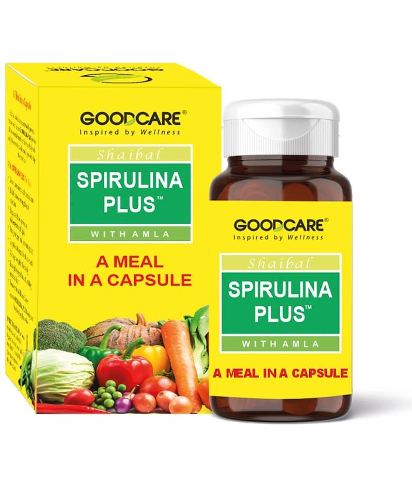 Goodcare Spirulina Plus Capsules, Ayurvedic Superfood with Amla, Vitamin C, Boosts Energy, Immunity, Metabolism, Weight Management 60 No.s