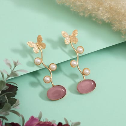 Lovely Pink Color Amrapali Earrings-Earring Length: 7.00 CM x Width: 2.00 CM / Pink / Brass With Good Quality Gold Plated