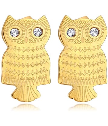 Spargz Gold Plated AD Stone Night Owl Designs Stud Earring For Women ALER 5129