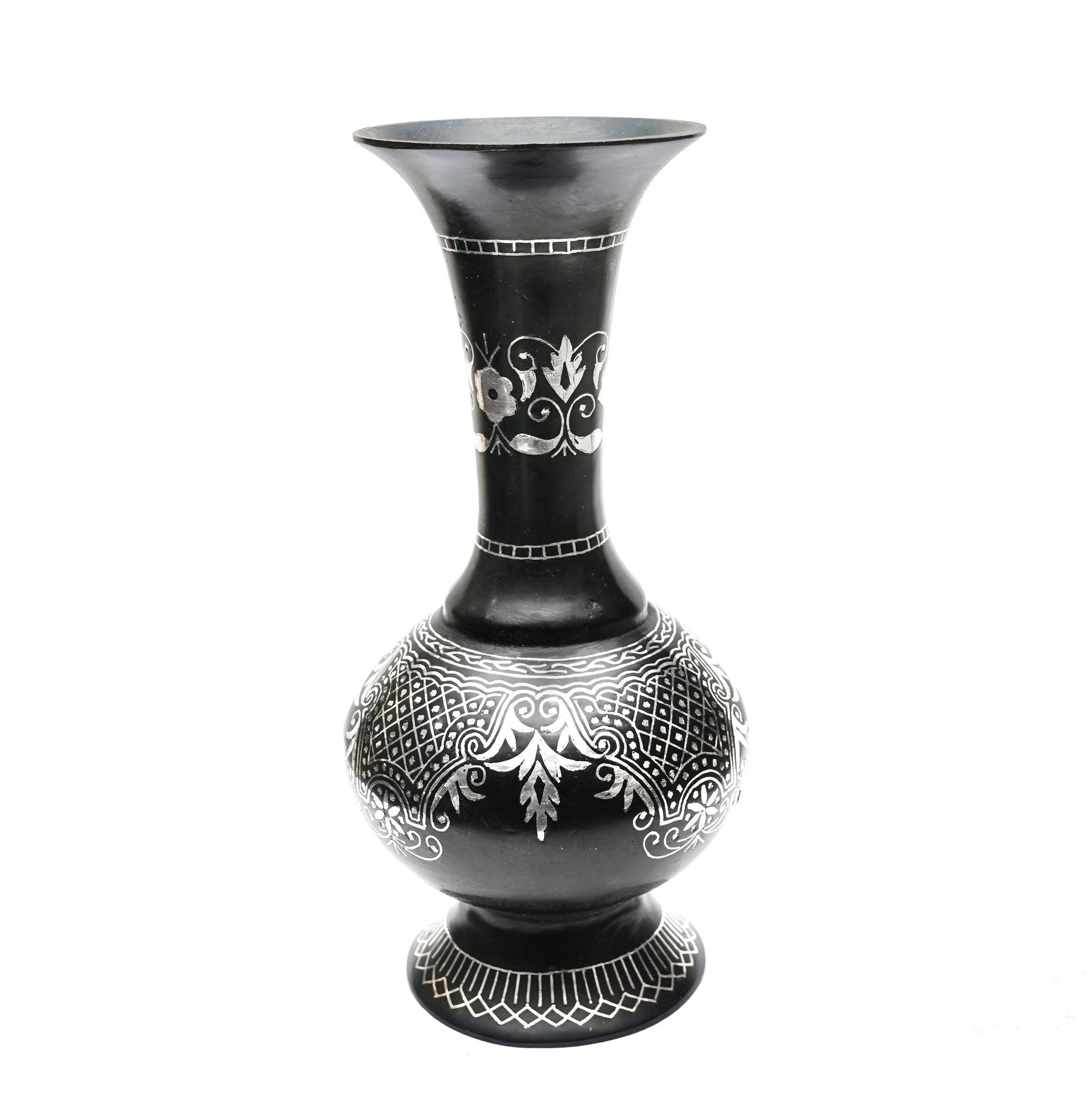 Bidri Work  Lattu Vase Sheet Chura Design  (1TMTDCOKA08503)