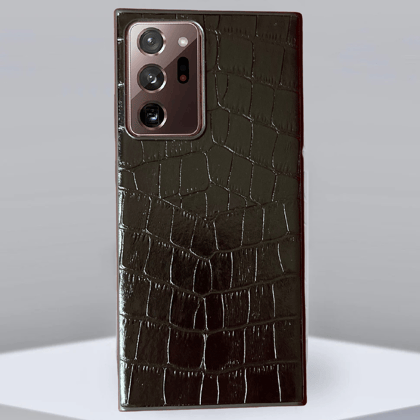 Jet Black Croco Pattern Premium Leather Luxury Case-Samsung Galaxy Note 20 Ultra
