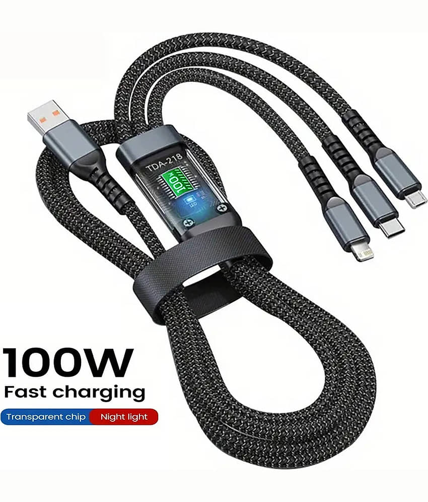 Retailstore 1.5m Data Cables 3_in1 100W Fast Charging - Black
