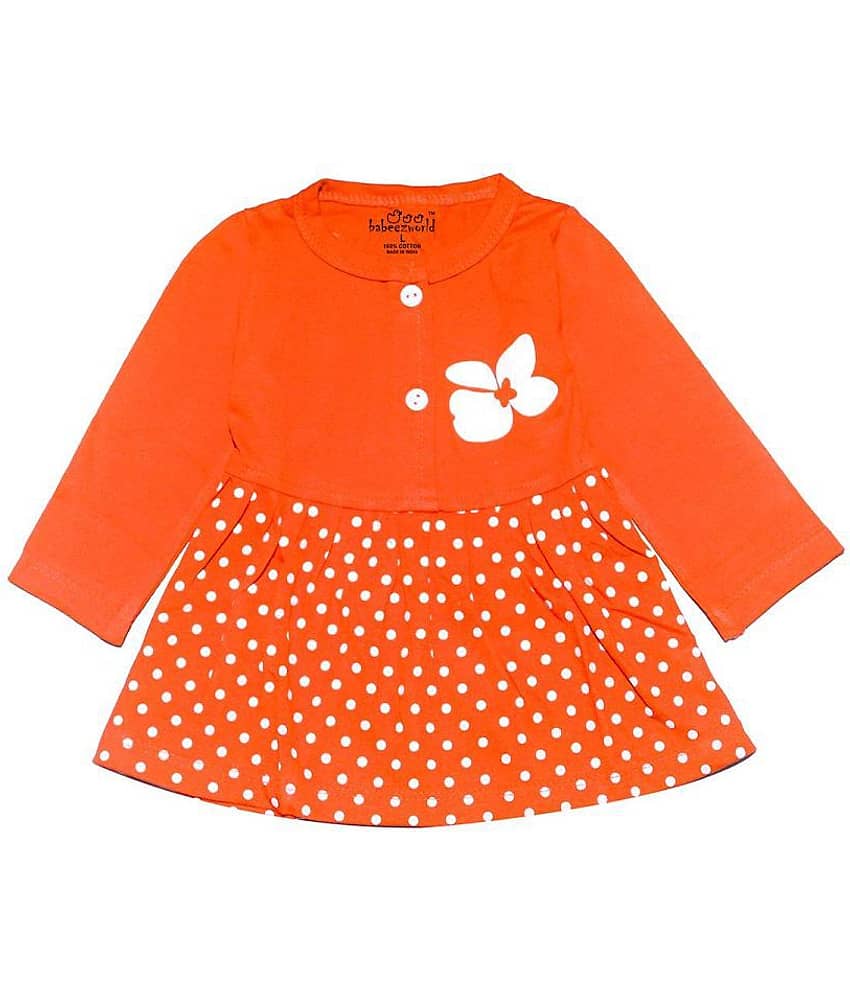Babeezworld Baby Girls 100% Cotton Frocks ( Orange )
