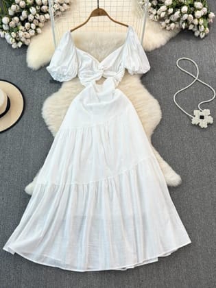 Teresa knot dress-White / XS
