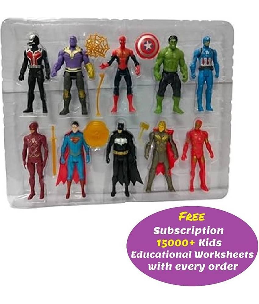 Action Figure toys of 10 figures toy for kids (Free subscription of kids Educational worksheets)