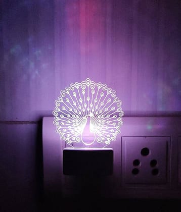 DIONA Night Lamp Peacock Led 3D Illusion Multi Color Changing Night Light