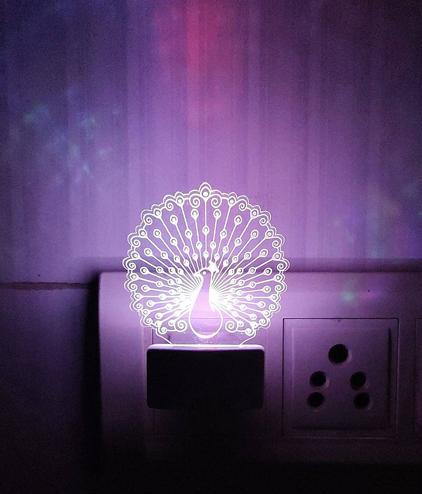 DIONA Night Lamp Peacock Led 3D Illusion Multi Color Changing Night Light