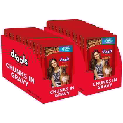Drools Adult Wet Dog Food, Real Chicken and Chicken Liver Chunks in Gravy, 30 Pouches (30 x 150g)756