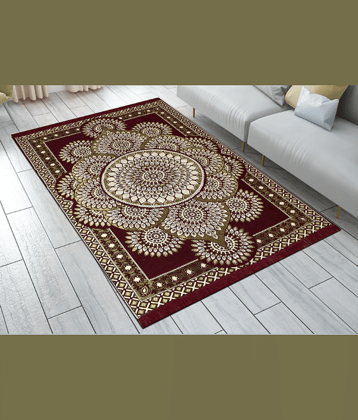 FURNISHING HUT Maroon Cotton Carpet Abstract 5x7 Ft