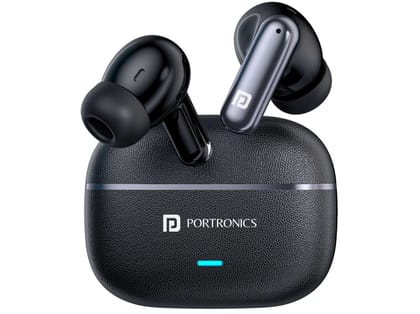 Portronics Twins One Plus Upto 30 Hour Playtime, Game & Music Mode, Bluetooth Version 6, Type C Fast Charging - Black