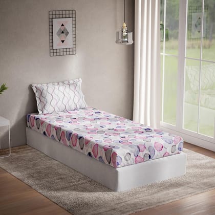DDECOR - Optima Collection 100% Cotton Abstract Pattern 136TC Single Bedsheet|152 CM X 224 CM| - Pink