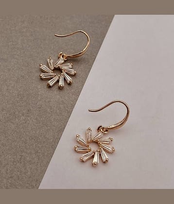The Jewelbox Brass Gold Plating American diamonds Studded Gold Coloured Earrings
