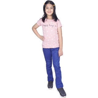 Kid Kupboard Cotton Girls T-Shirt, Light Pink, Half-Sleeves, 9-10 Years KIDS7062