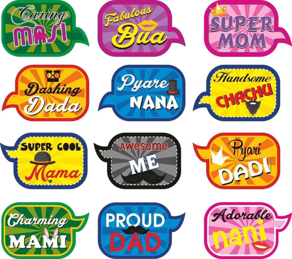 Baby Shower Indian Family Photo Props- 15PC - Party and Festive Needs | Buy online on ZillyBuy