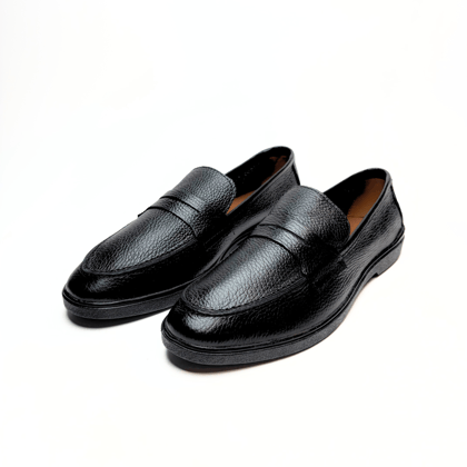 New Arrival!! Wrinkle Free Genuine Leather Loafers (Black)-6