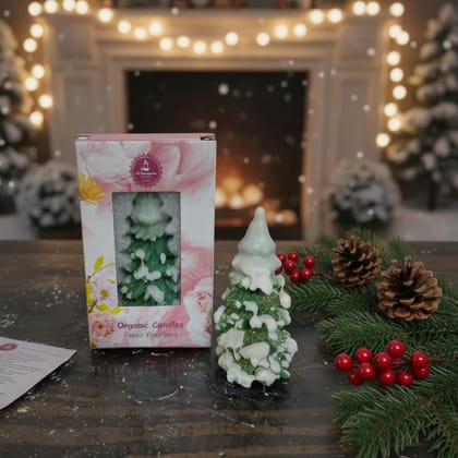 Organic Soy Wax Christmas Tree Pillar Candle for Decor | Tree Shaped Scented Aromatic Fragrance | Smoke-Free | New Year