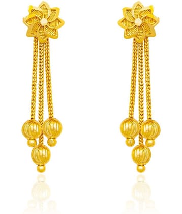 LUV FASHION Golden Stud Earrings ( Pack of 1 )