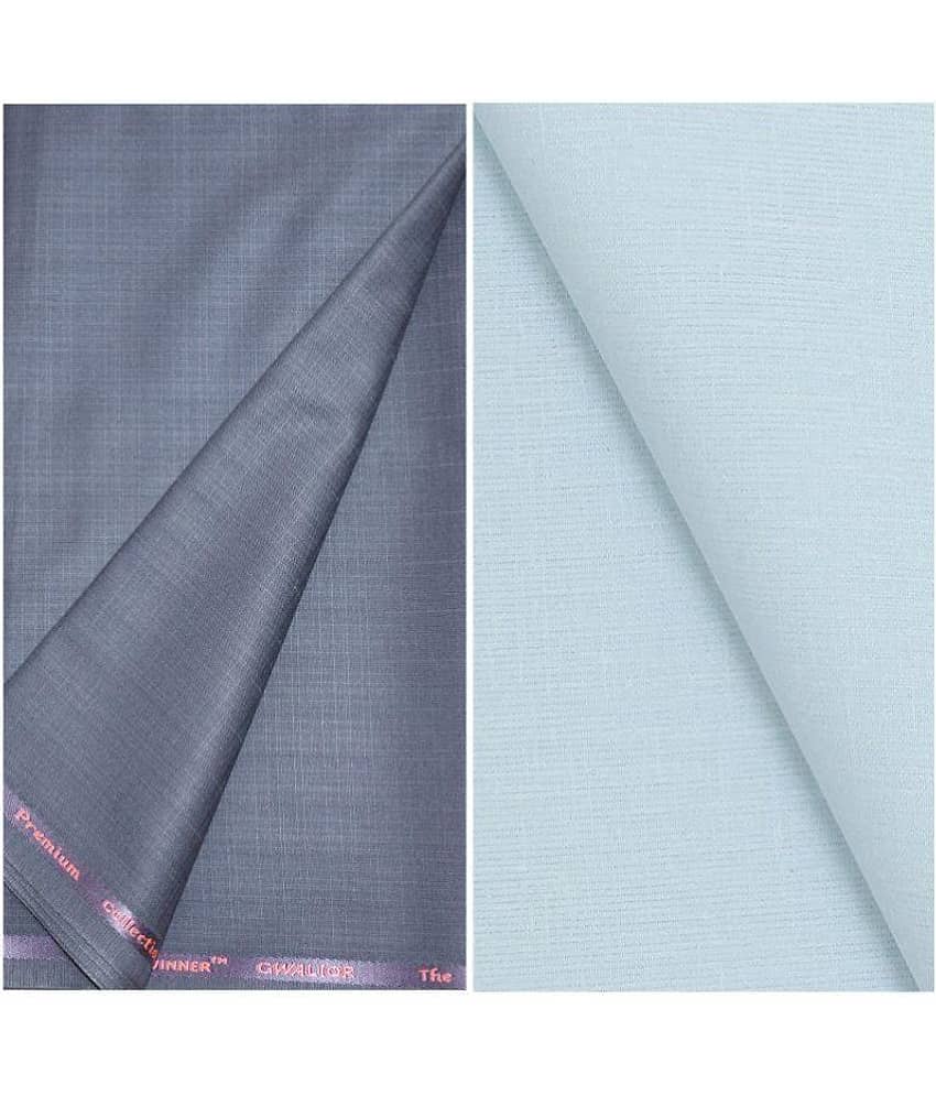 KUNDAN SULZ GWALIOR Multi Linen Unstitched Shirts & Trousers 1 Pant and Shirt Piece For Men