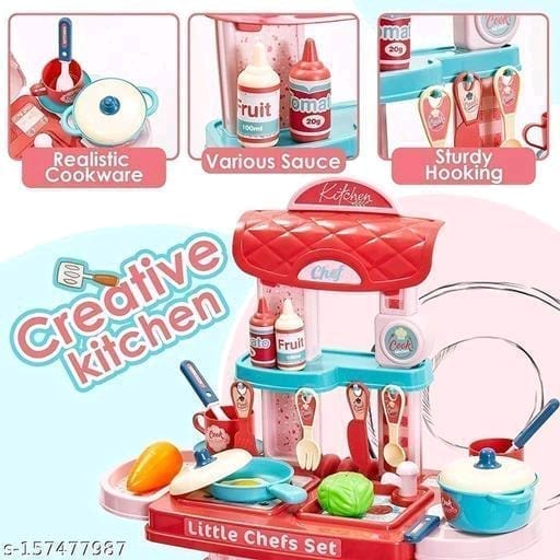 Little Chef's Kitchen Playset - 2-in-1 Suitcase and Kitchen Set with 25 Accessories