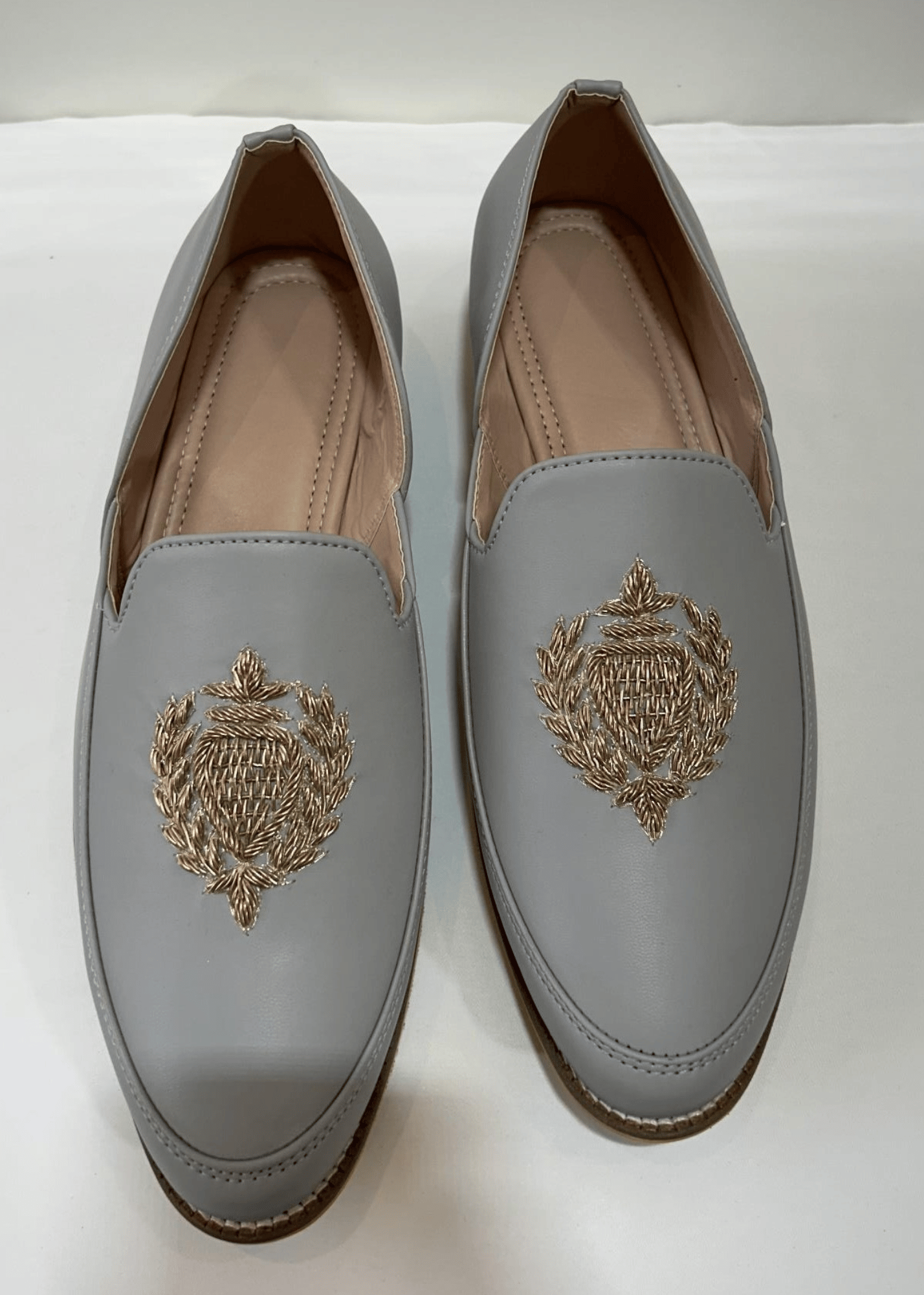 GREY HANDWORK SHOES FOR MEN-Gray / 6