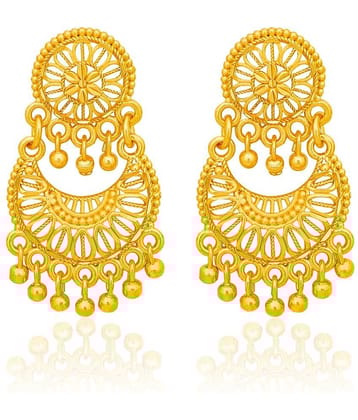 LUV FASHION Golden Jhumki Earrings ( Pack of 1 )