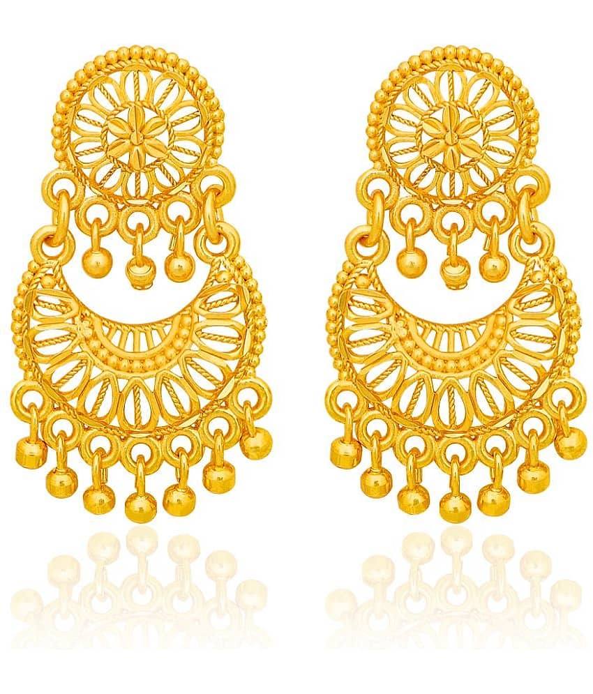 LUV FASHION Golden Jhumki Earrings ( Pack of 1 )