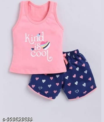 ODIMENT Pack of 1 Girls Cotton Blend T-shirt & Shorts ( Multicolor )